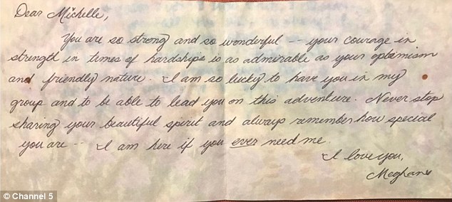 In the handwritten note, Meghan says: 'You are so strong and so wonderful – your courage in strength in times of hardships is as admirable as your optimism and friendly nature'